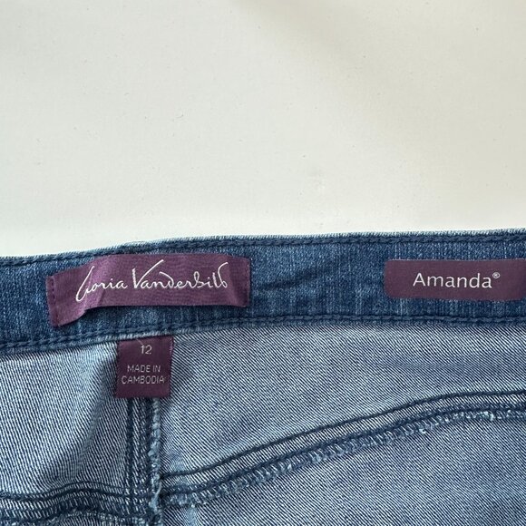 Gloria Vanderbilt Amanda Straight Leg Women's size 12 Dark Wash Blue Denim jeans - Picture 3 of 5